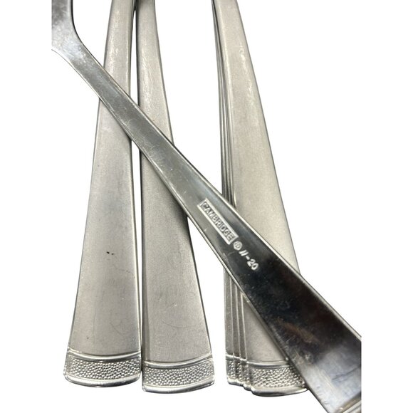 42 PC CAMBRIDGE 11/20 STAINLESS FLATWARE Gratitude PATTERN BRUSHED BEADED GLOSSY - Picture 6 of 9